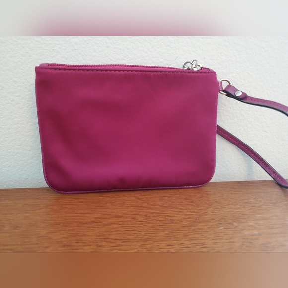 Coach Raspberry Pink Sequin Logo Satin Wristlet - Picture 6 of 9